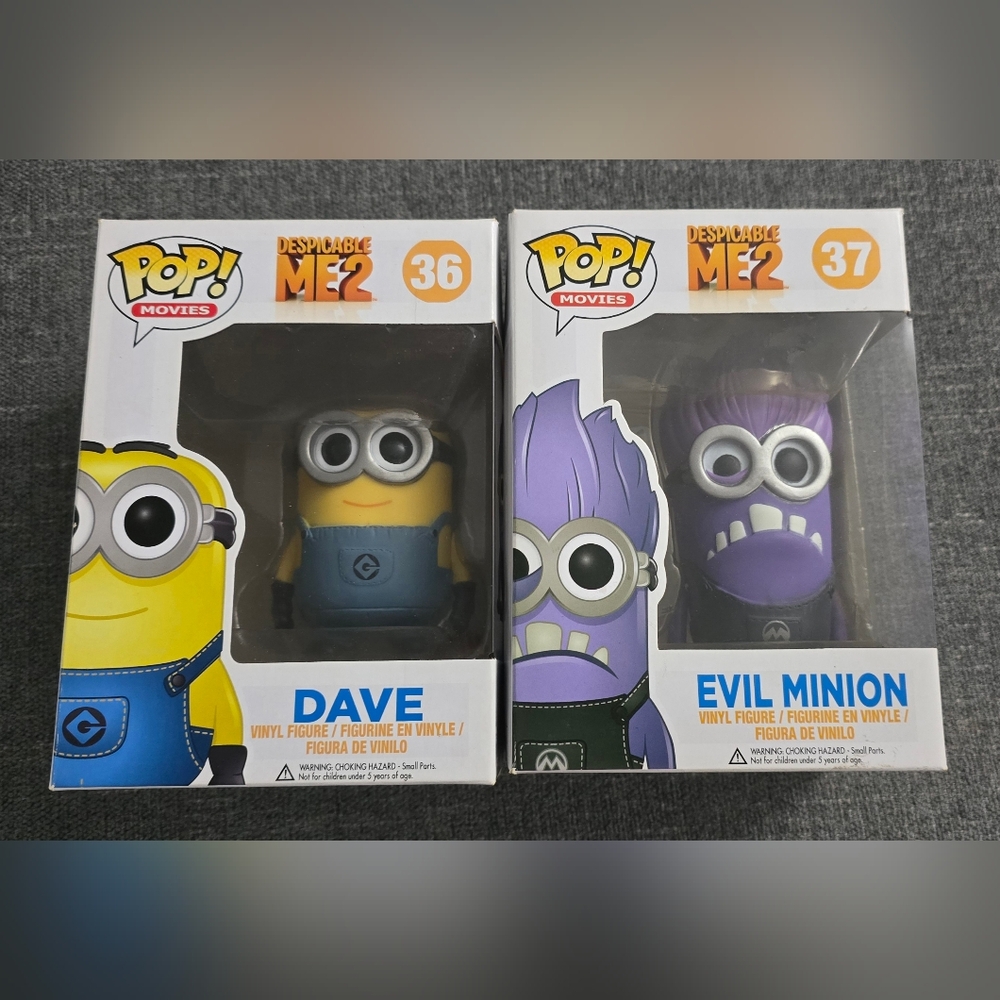 Despicable Me 2 Dave & Evil Minion Funko Pop #36 & #37
